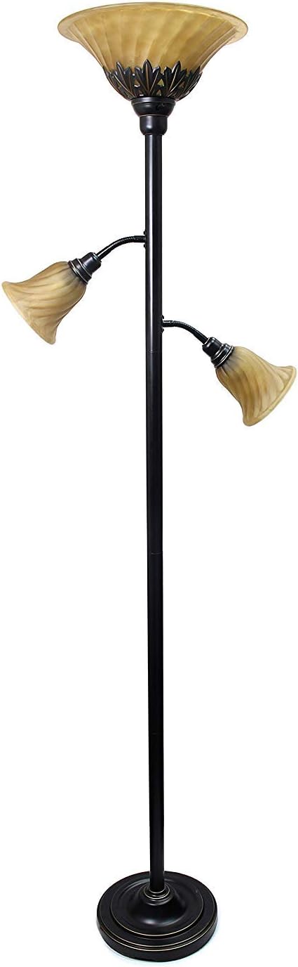 3 Light Floor Lamp with Scalloped Glass Shades T651