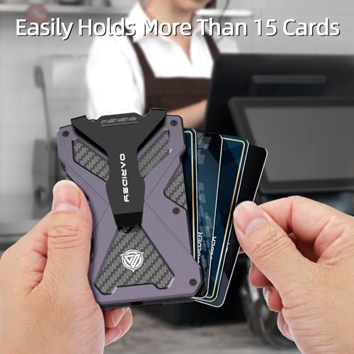 Slim Aluminum Money Clip Wallet with RFID Blocking and Clear ID Holder D265
