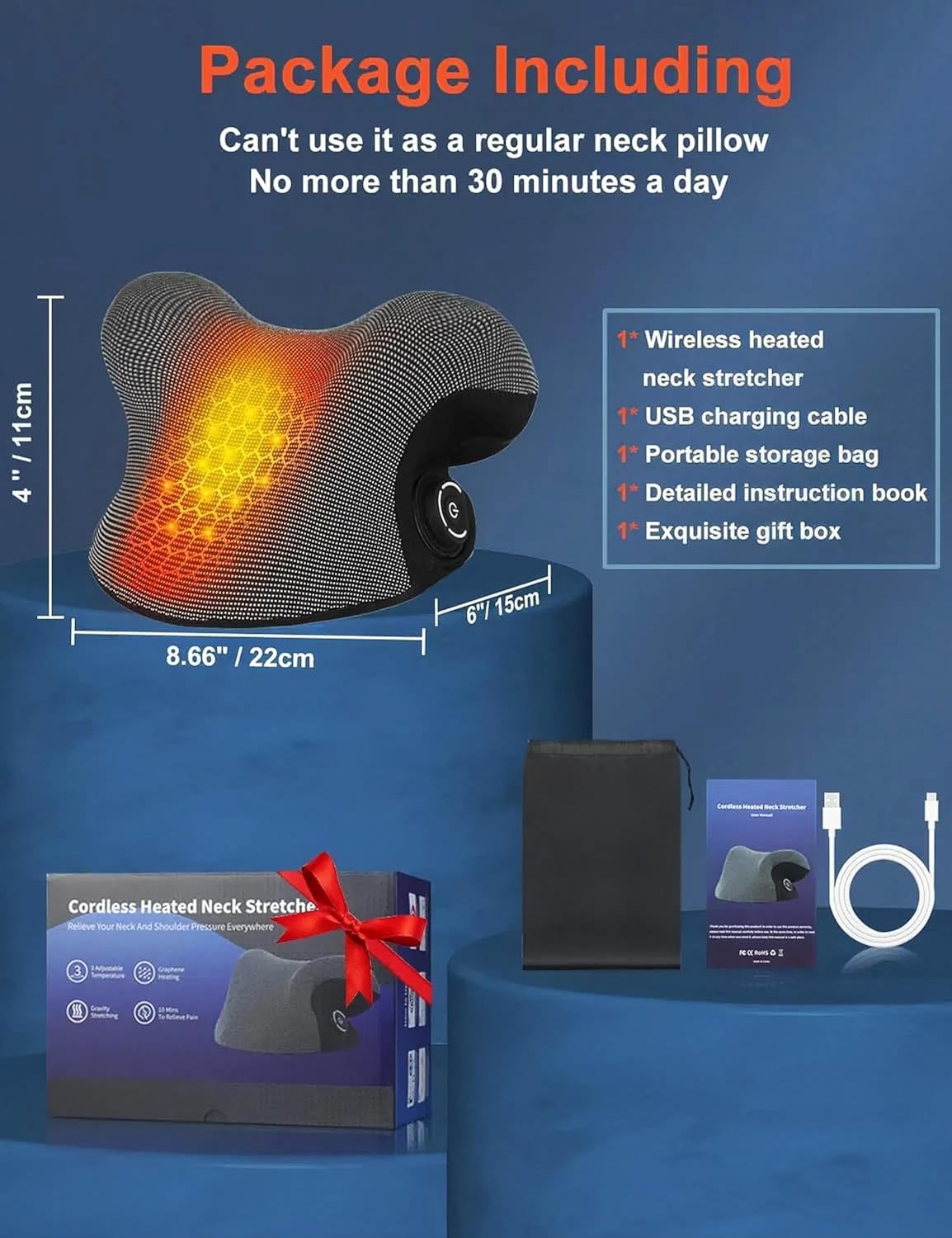 Wireless Heated Neck Stretcher for Pain Relief, Portable Cervical Traction Device L5854