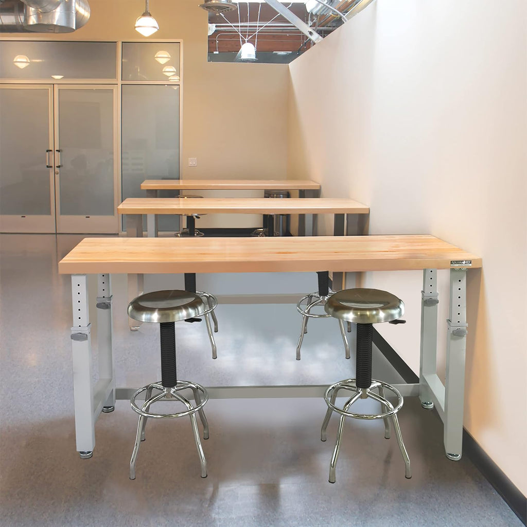 Heavy-Duty Wood Top Workbench, Height Adjustable Desk, 72" Q1859