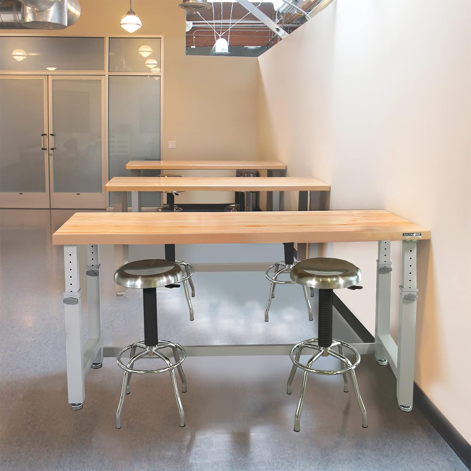 Heavy-Duty Wood Top Workbench, Height Adjustable Desk, 72" Q1859