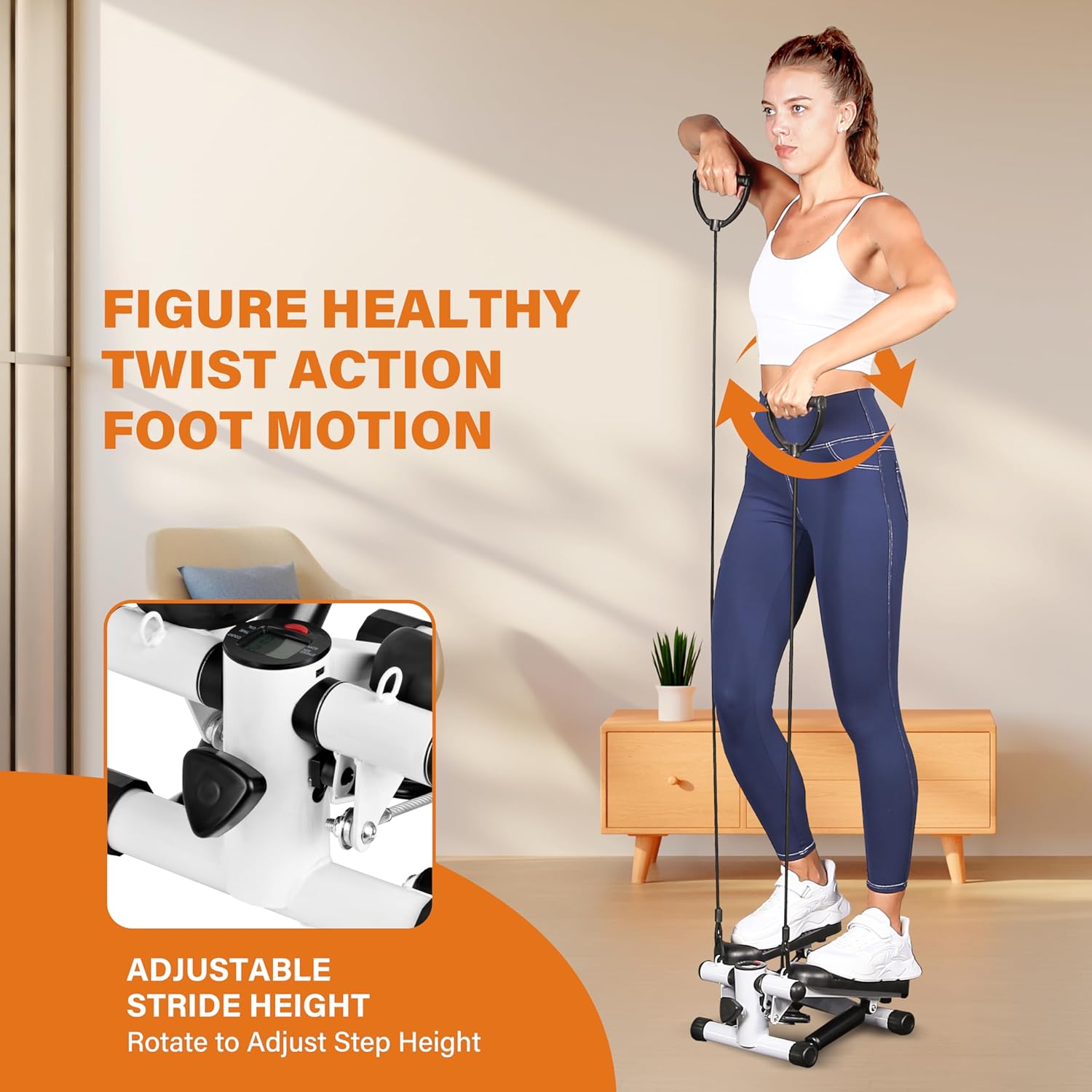 Mini Stepper with Resistance Band for Home Full Body Workout G7667