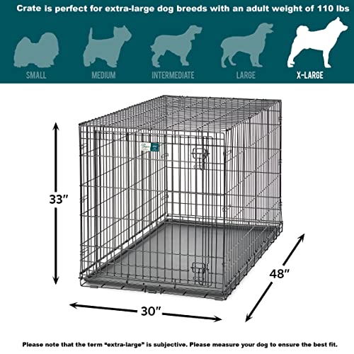 Folding Metal Dog Crate with Divider Panel and Leak-Proof Pan J64110