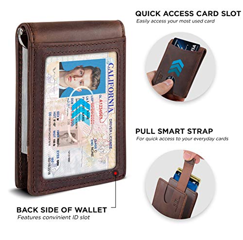 RFID Blocking Slim Bifold Leather Wallet for Men with Money Clip G1277