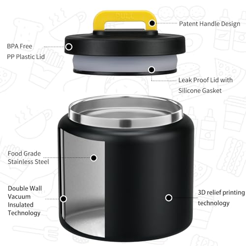 13.5oz Vacuum Insulated Food Jar, Leak Proof Stainless Steel Thermo for Hot & Cold Food, Pink O1935