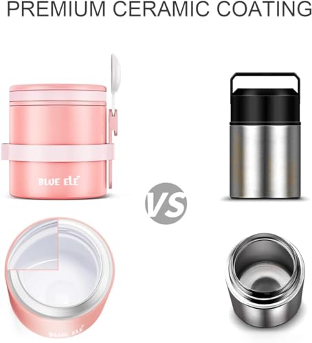 Leakproof Vacuum Insulated Thermos Lunch Container with Folding Spoon, 13.5oz C385694
