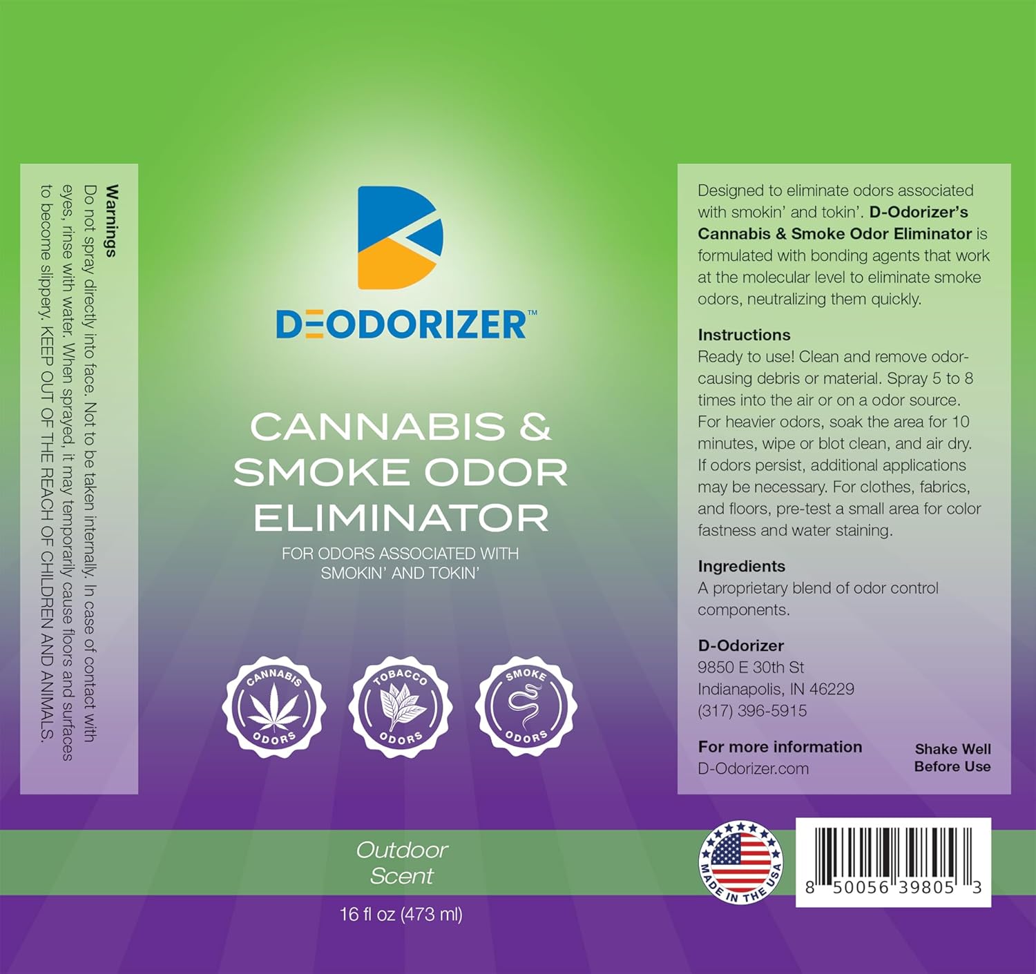 Odor Eliminator Spray for Smoke, 16oz U619