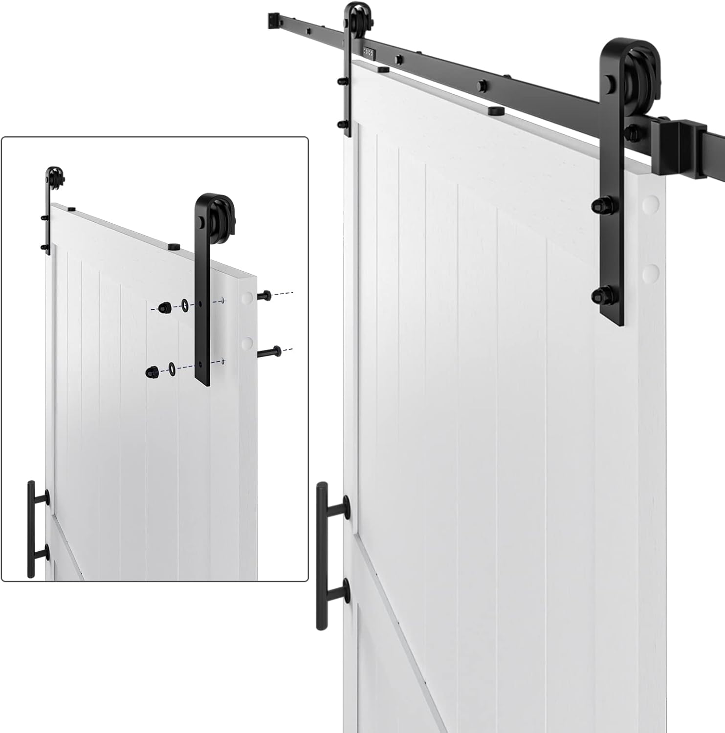 Sliding Barn Door with Hardware Kit, White, H-Frame B901