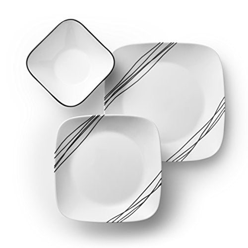 18-Piece Dinnerware Set for 6 with Large Serving Bowl, Triple Layer Glass, White G25078