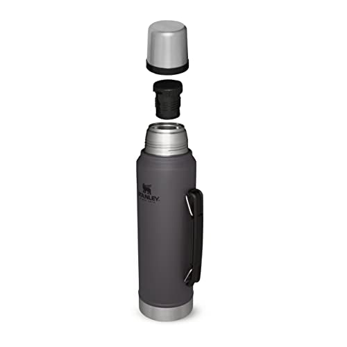 1L Stainless Steel Thermos Flask, Charcoal – Keeps Drinks Hot or Cold 24 Hours, Leakproof Lid Doubles as Cup F415564