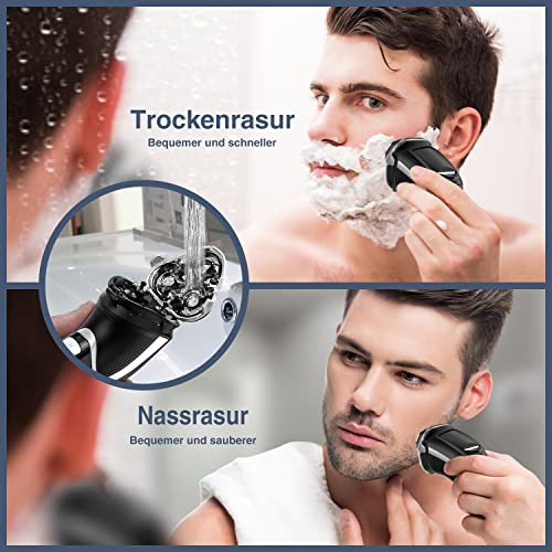 Electric Shaver for Men, Rechargeable Rotary Razor with Pop-Up Trimmer, IPX7 Waterproof V510
