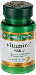 Nature's Bounty, Vitamin C + Zinc, Supports Immune Health, Vitamin Supplement, 60 mg, 60 Tablets