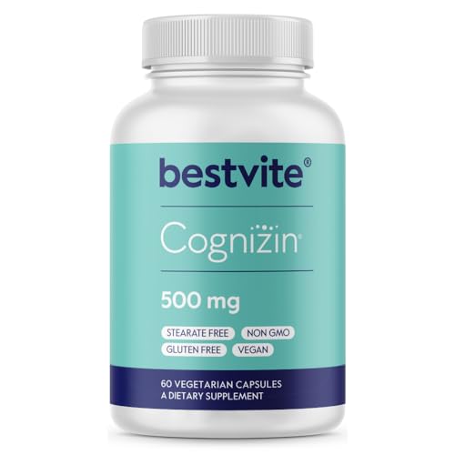 BESTVITE Cognizin Citicoline 500mg per Capsule (120 Vegetarian Capsules) (60x2) - Clinically Studied Form of Citicoline - No Stearates - Vegan - Non GMO - Gluten Free