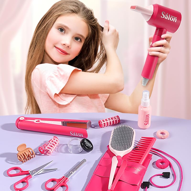 Girls Hair Salon Pretend Play Set with Stylist Toys and Accessories P650