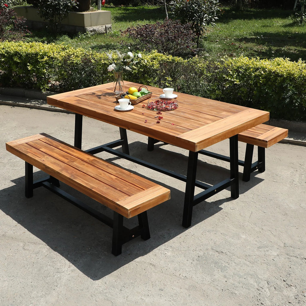 68"L Outdoor Acacia Wood Rectangular Dining Table O76395