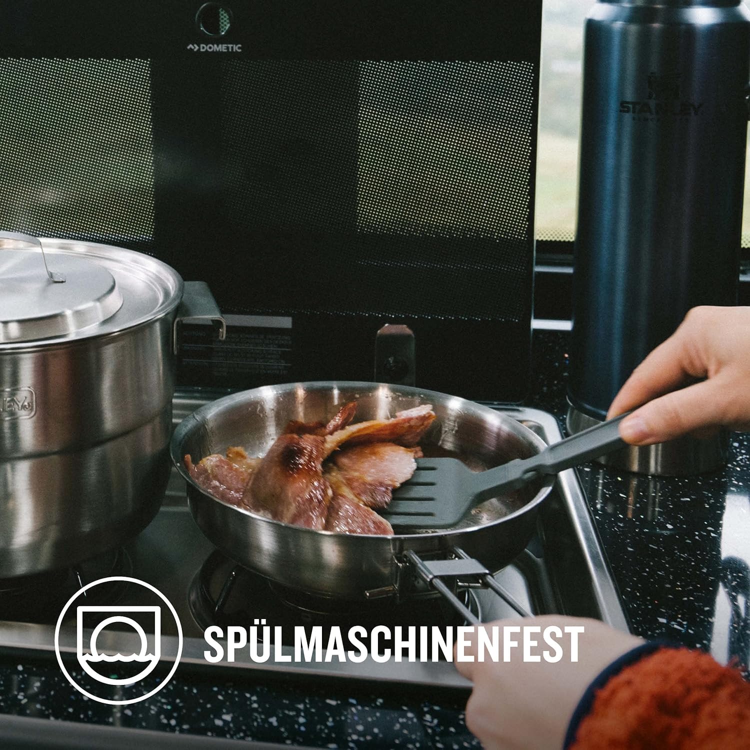 All-in-One Stainless Steel Fry Pan Set for Camping Cooking P9897