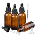Amber Glass Dropper Bottle with Glass Pipette, 4 X 50ml Glass Eye Dropper Bottles Refillable for Essential Oil Aromatherapy Blends
