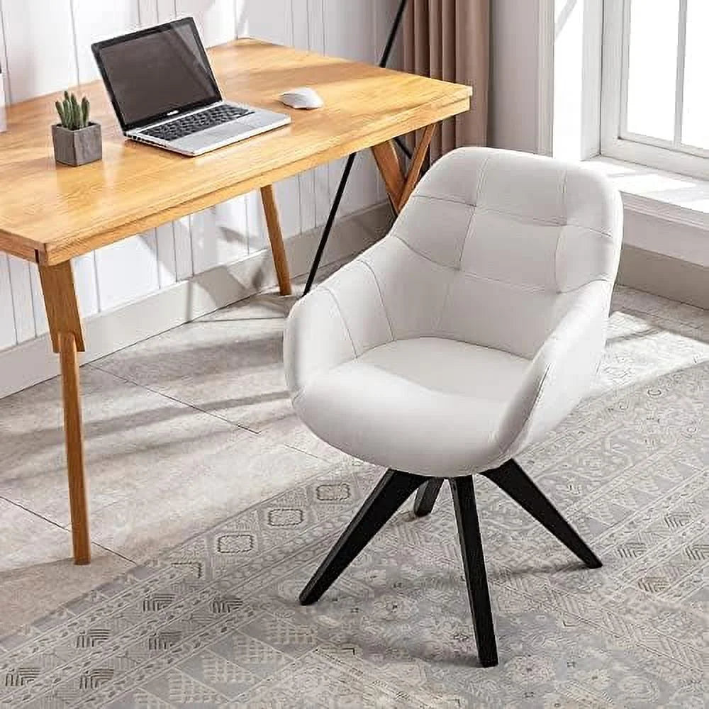 Mid Century Modern Swivel Armchair Fabric Accent Chair with Wood Legs E96436