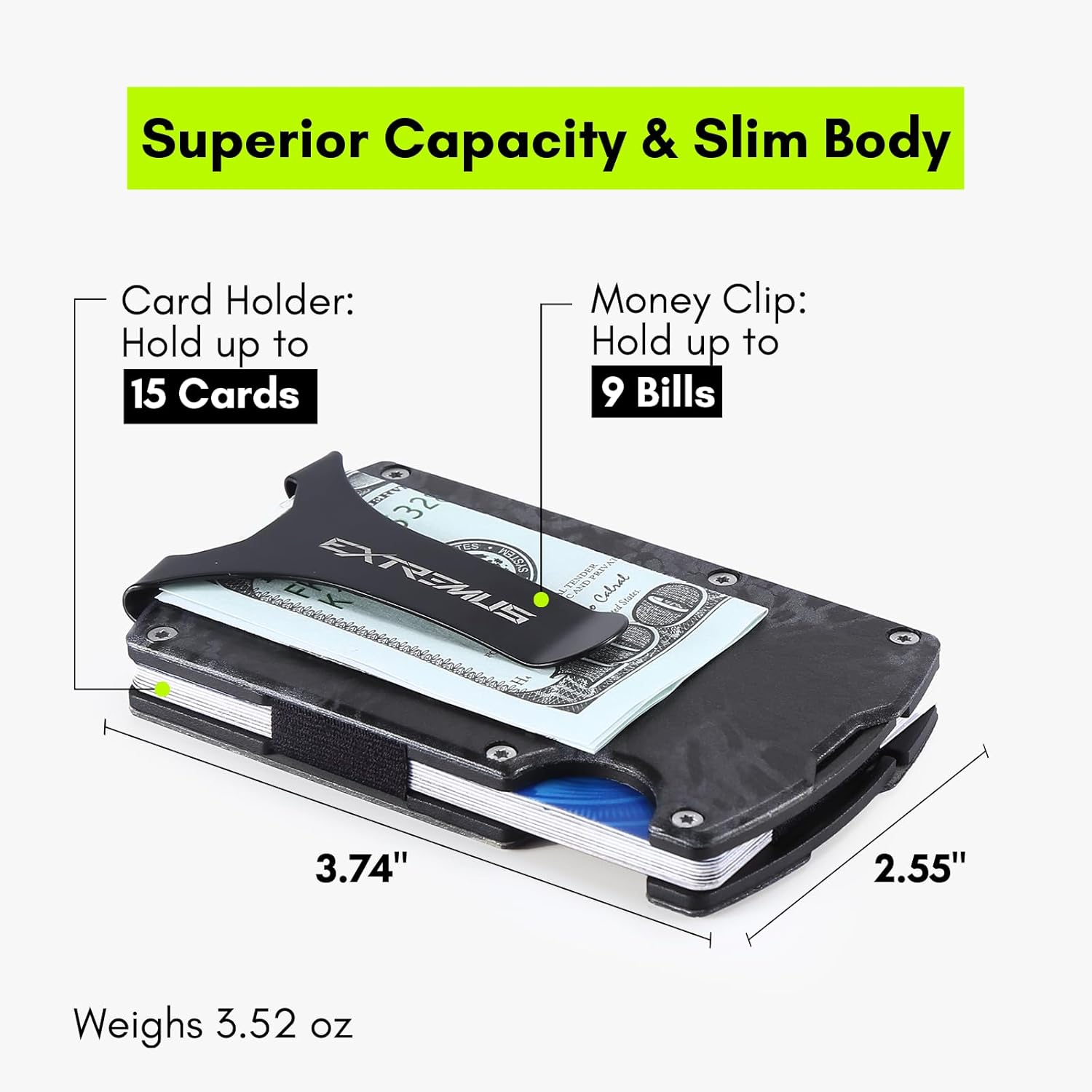 Slim Carbon Fiber Wallet for Men with Money Clip and RFID Blocking L7835
