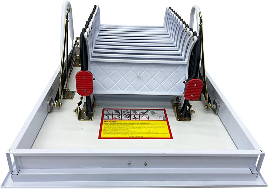 Retractable Pull Down Attic Ladder, 12 Steps Folding Ladder, 9.84ft Adjustable Height K617