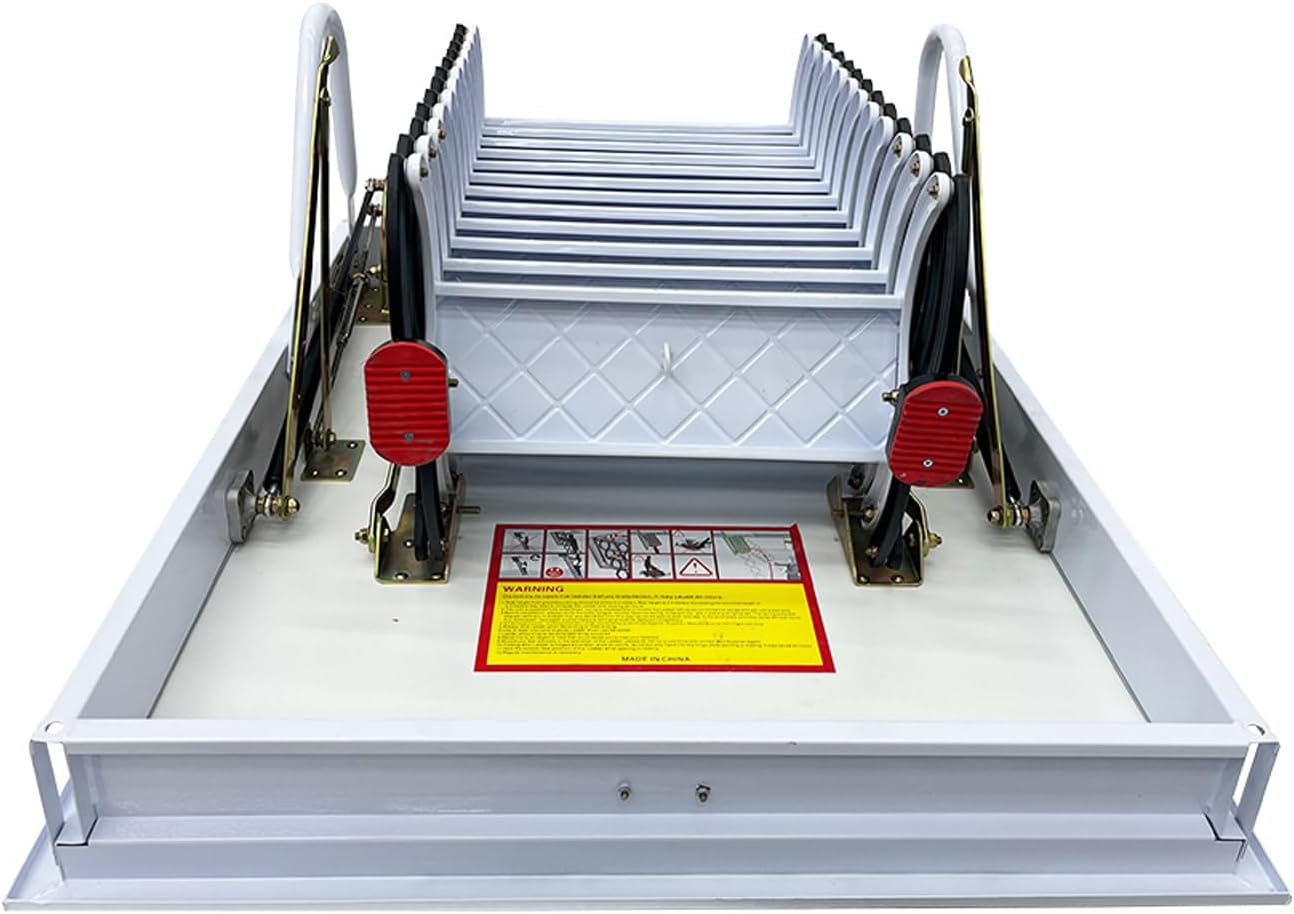 Retractable Pull Down Attic Ladder, 12 Steps Folding Ladder, 9.84ft Adjustable Height K617