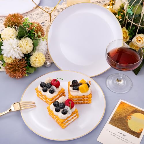Gold Plastic Plates 9 Inch Disposable Dinner Plates for Party K678148