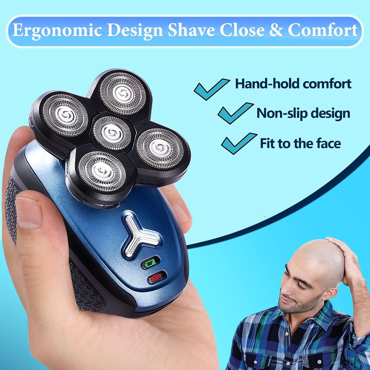 Head Shaver for Bald Men, 5 in 1 Cordless Electric Razor, Waterproof Wet/Dry Grooming Kit W854