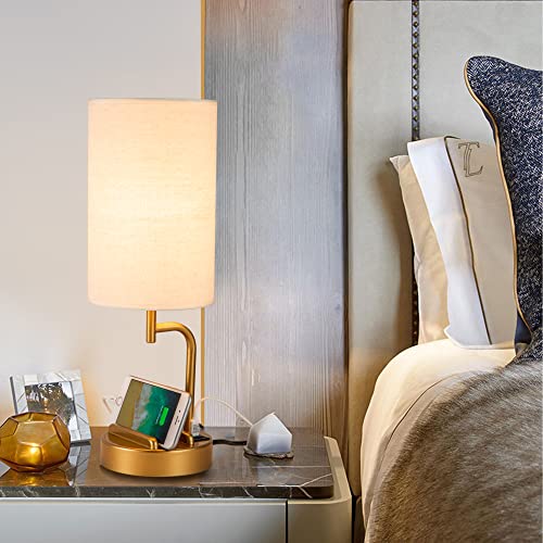 Touch Control USB Table Lamp, 3-Way Dimmable Bedside Lamp with Charging Ports O695118