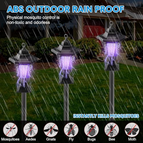 Solar Bug Zapper Outdoor Mosquito Repellent Trap for Camping Backyard H3405