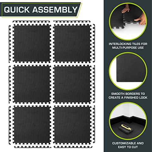 Extra Thick Puzzle Exercise Mat 3/4" and 1", EVA Foam Interlocking Tiles for Protective Cushioned Workout Flooring Y1469