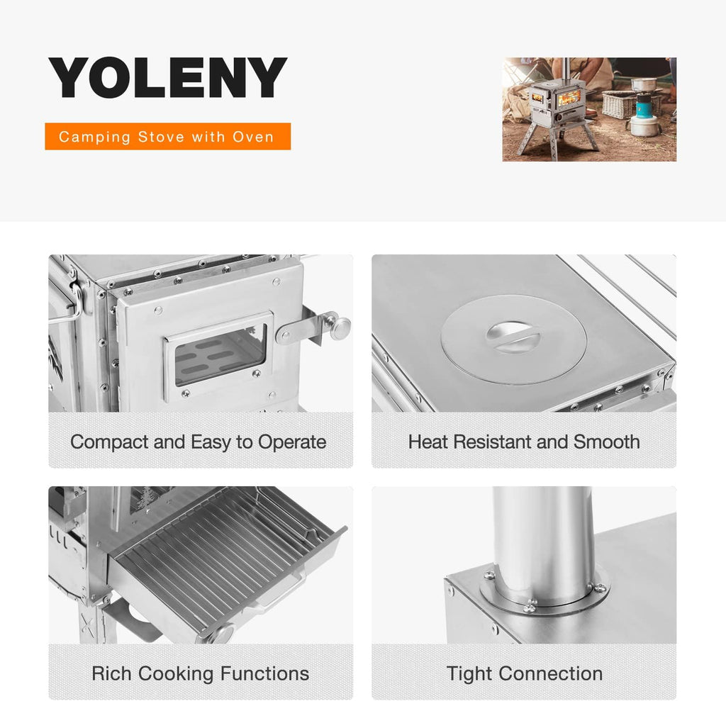 Wood Stove for Camping with Oven and Carry Bag V81136