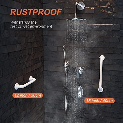 2 Pack 24 Inch Anti-Slip Shower Grab Bars with Rubber Grip, Stainless Steel Bathroom Wall Mount Handrail M1501