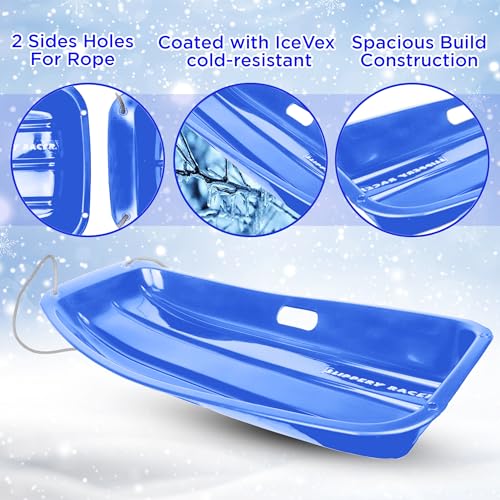Plastic Toboggan Snow Sled with Pull Rope and Handles Z630