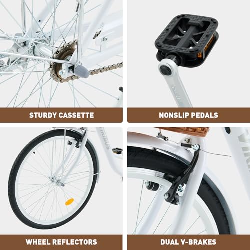 Beach Cruiser Bike for Women, 26 Inch, Step Through with Basket R10252
