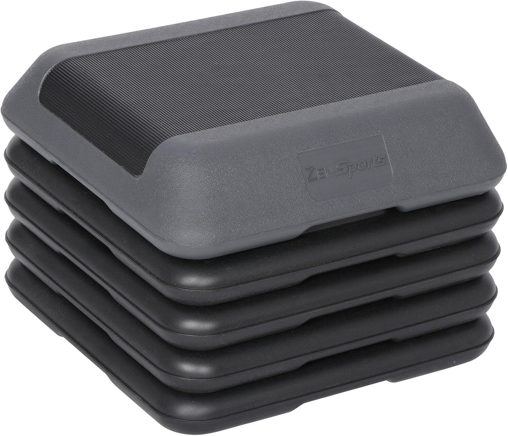 16"" x 16"" Adjustable Height Stepper Square Workout Aerobic Platform w/ 4 Risers, Grey&Black