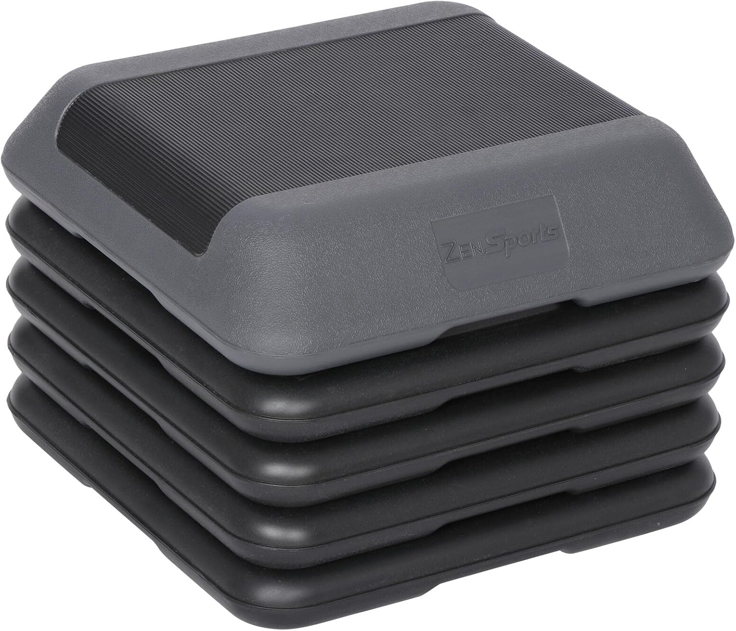 16"" x 16"" Adjustable Height Stepper Square Workout Aerobic Platform w/ 4 Risers, Grey&Black