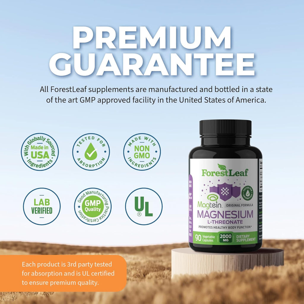 Magnesium L-Threonate Capsules 2000mg for Focus, Memory, Brain & Sleep Support A1237
