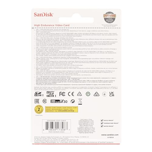 256GB High Endurance MicroSDXC Card with Adapter for Dash Cam and Home Monitoring K185212