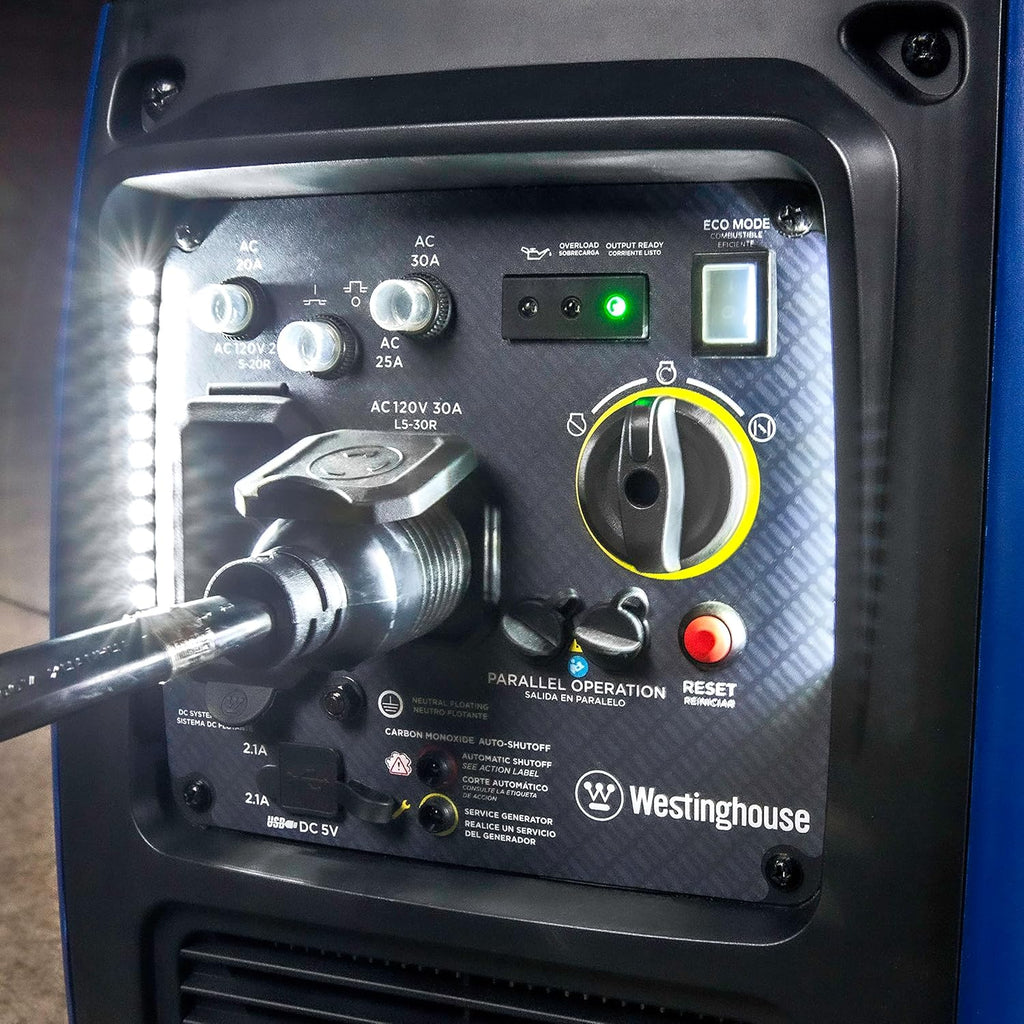 3700 Peak Watt Portable Inverter Generator with Wheel & Handle Kit, RV Ready 30A Outlet R628205