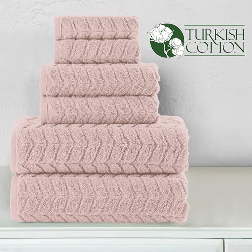 6-Piece 100% Turkish Cotton Towel Set - 2 Bath Towels, 2 Hand Towels, 2 Washcloths, Black D356326
