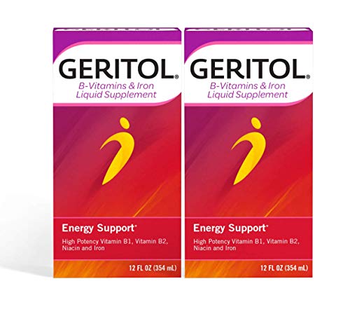 Geritol B-vitamins and Iron Liquid Supplement, 12-ounce, 2 Count