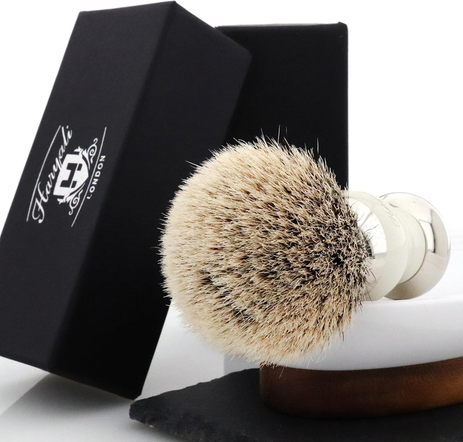 Badger Hair Shaving Brush with Ivory Metal Base H70409