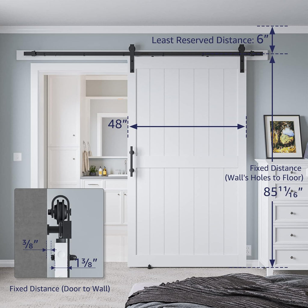 Sliding Barn Door with Hardware Kit, White, H-Frame B901