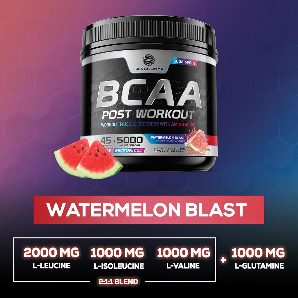 Amino Muscle Recovery Powder with BCAAs - Post Workout Drink - Keto, Caffeine Free, Watermelon - 45 Servings K391