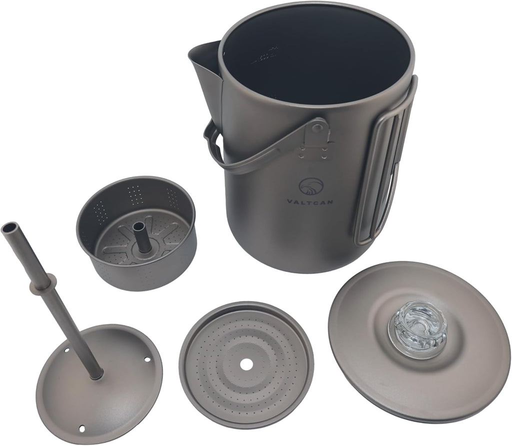 Titanium Percolator Coffee Maker Pot 1.5L Ultralight Camping Kettle K7800