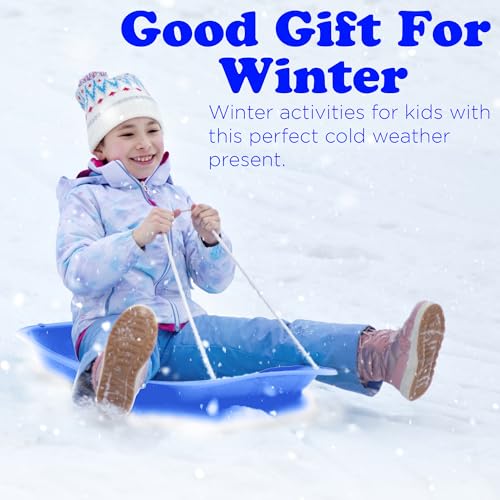 Plastic Toboggan Snow Sled with Pull Rope and Handles Z630