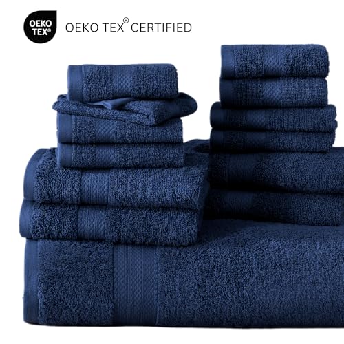 16 Piece 100% Cotton Bath Towel Set - Black E88139