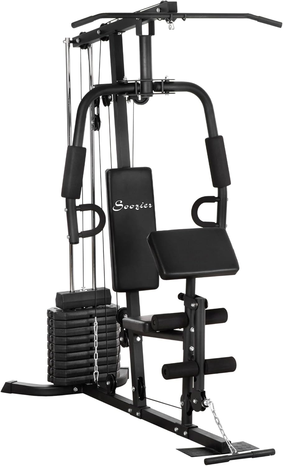Soozier Home Gym System, Multifunction Workout Station with 100Lbs Weight Stack, 100Lbs Resistance for Full Body Workout Machine