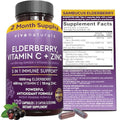 Viva Naturals Sambucus Elderberry with Zinc and Vitamin C for Adults, Vitamin D 5000 IU and Ginger - Immune Support Supplement, 60 Count - Black Dried Elderberry Capsules for Adults