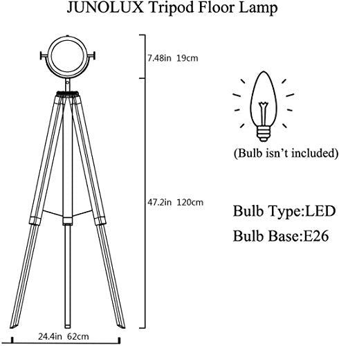 Wooden Tripod Floor Lamp for Living Room, Adjustable Standing Light Y9009